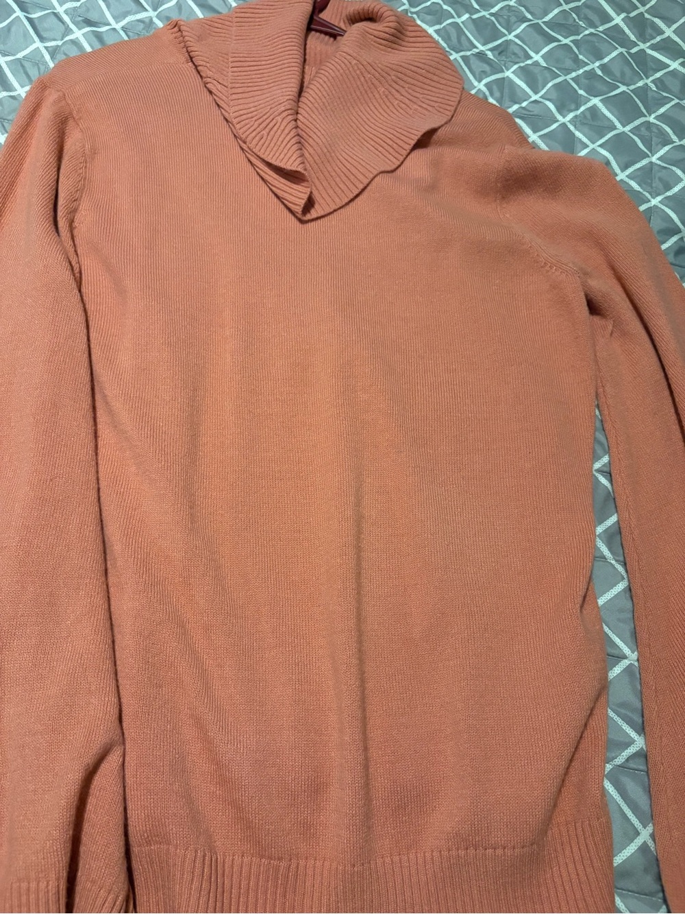 Women’s Shawl Collar Knit Sweater with Bell Sleeves - Rust
